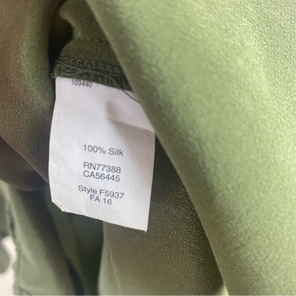 Madewell Olive Green Silk Lace-up Blouse Top XXS - Picture 10 of 10
